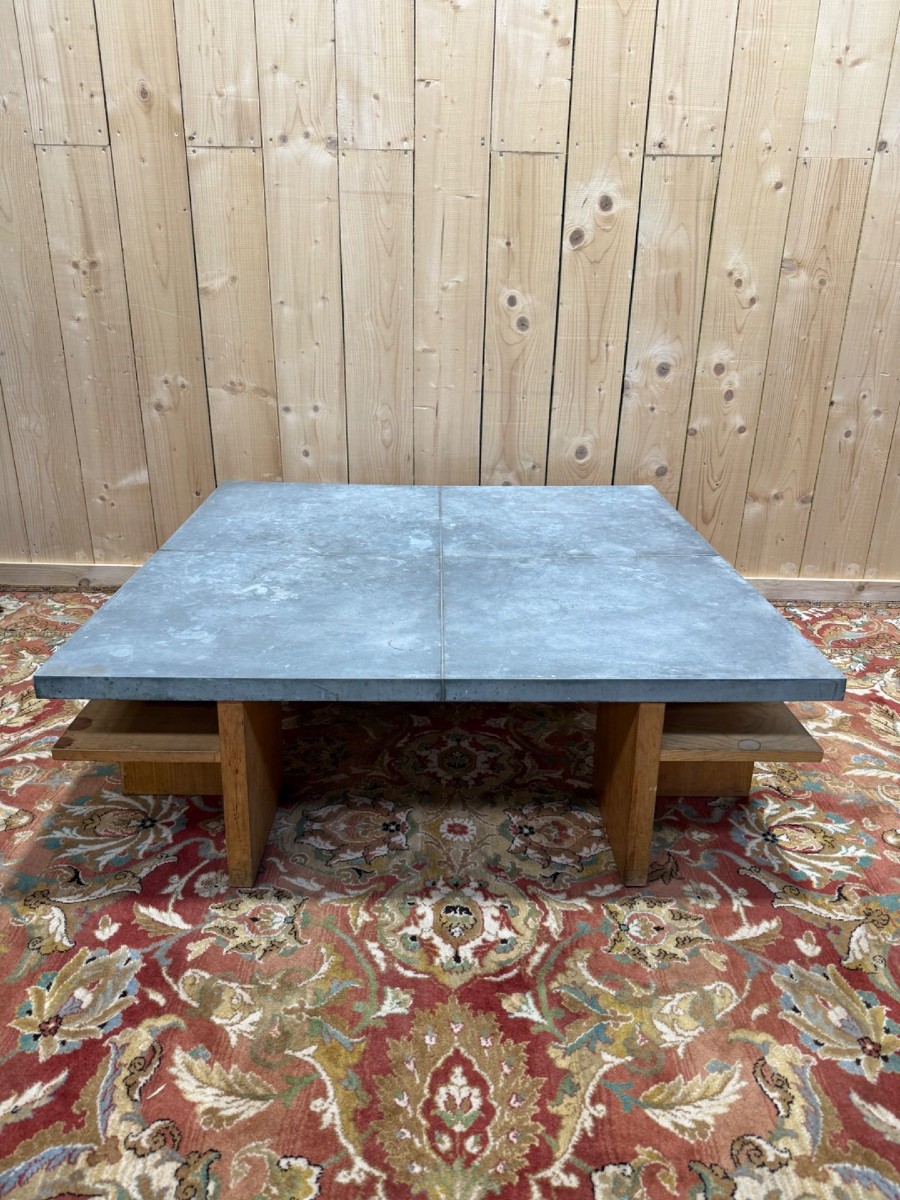 Table basse en frêne et zinc "The Conran Shop Paris"