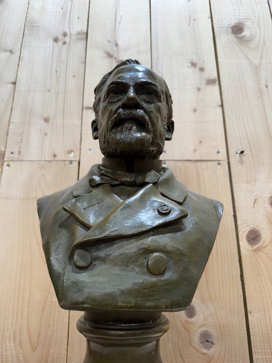 Buste en bronze PASTEUR par "A.Gaudez"-photo-3