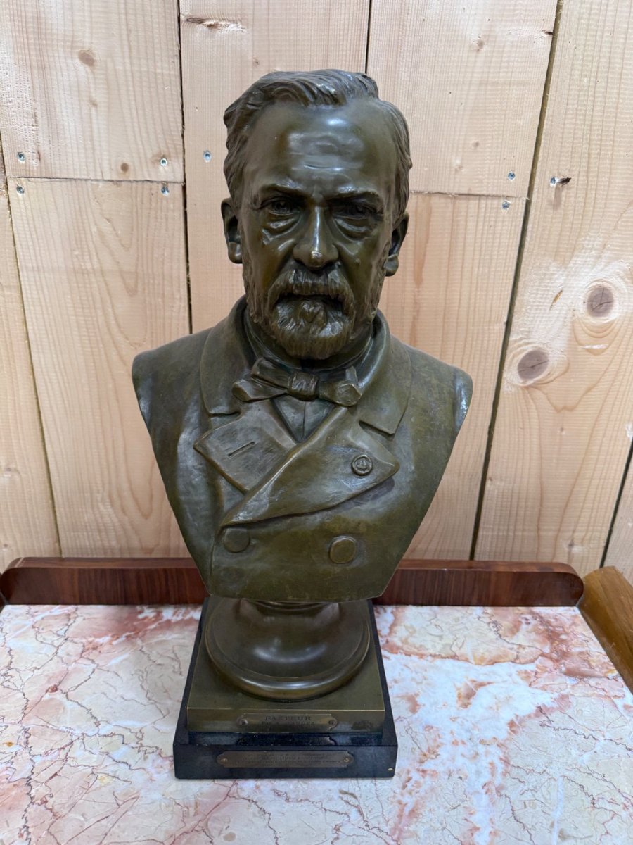 Buste en bronze PASTEUR par "A.Gaudez"-photo-4
