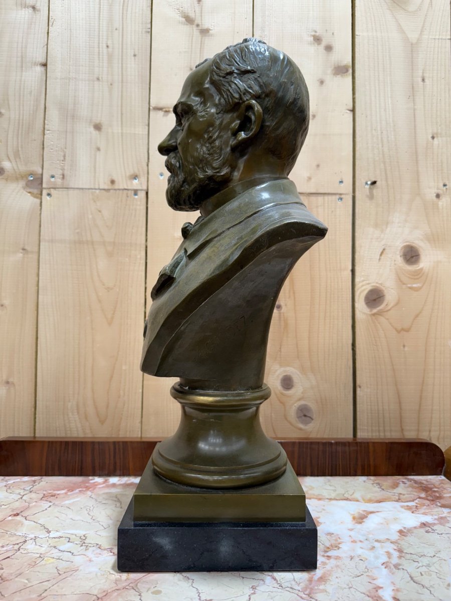 Buste en bronze PASTEUR par "A.Gaudez"-photo-3