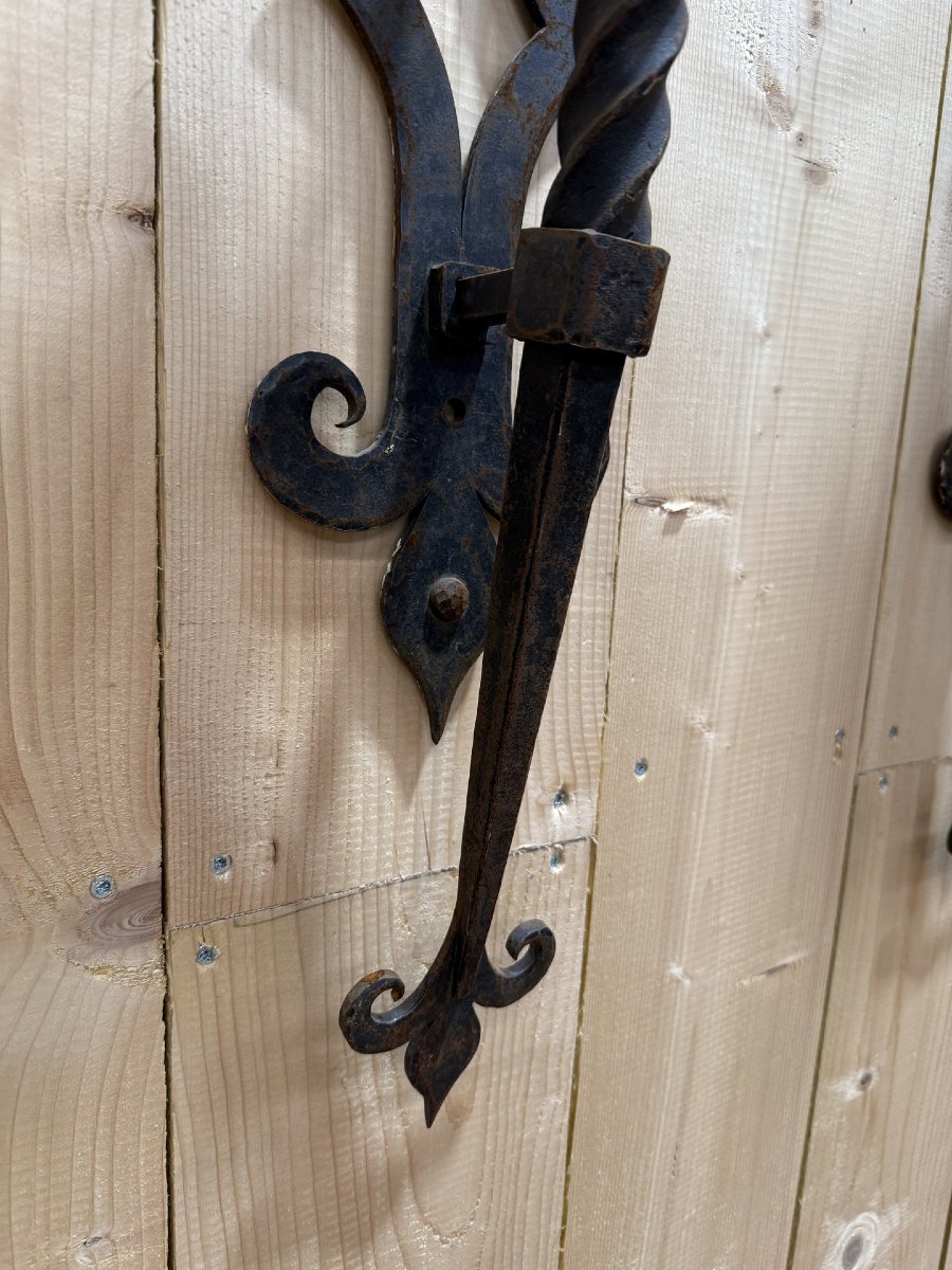 Paire d'appliques en fer forgé de style Médiévale-photo-2