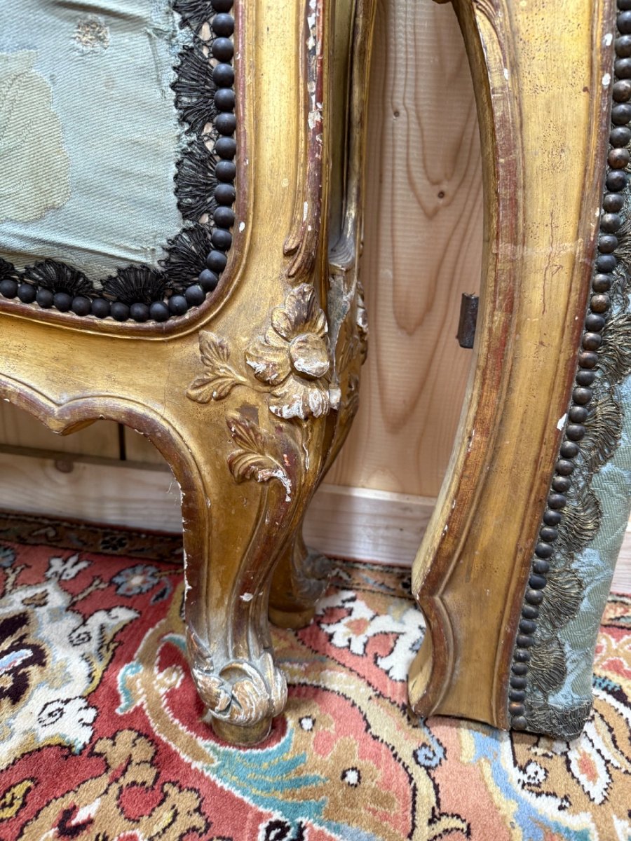 Lit en bois doré et sculpté de style Louis XV signé "Alice Courtois"-photo-3