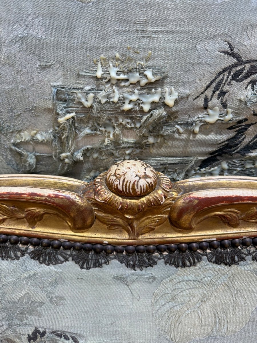 Lit en bois doré et sculpté de style Louis XV signé "Alice Courtois"-photo-2