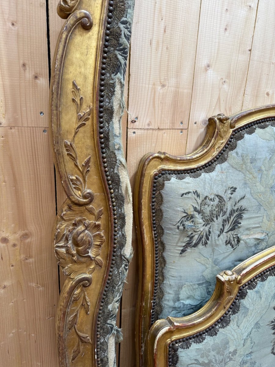 Lit en bois doré et sculpté de style Louis XV signé "Alice Courtois"-photo-3