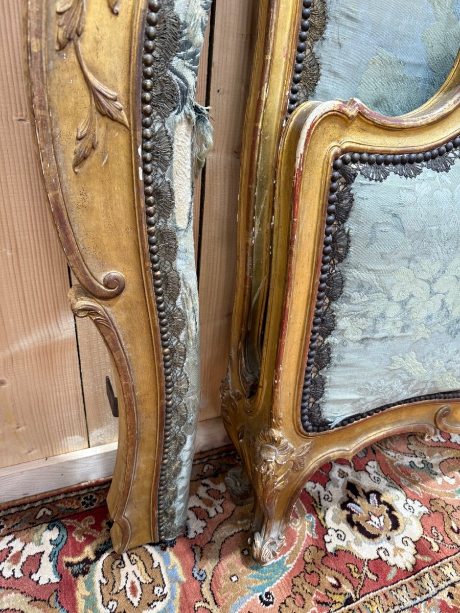 Lit en bois doré et sculpté de style Louis XV signé "Alice Courtois"-photo-4