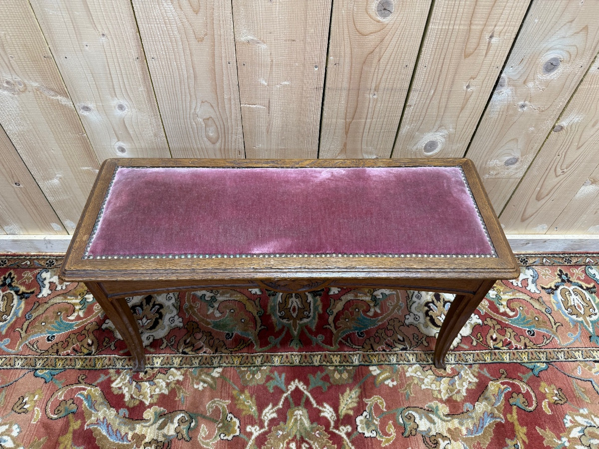 Banc - Banquette de piano en chêne massif époque Art Nouveau-photo-2
