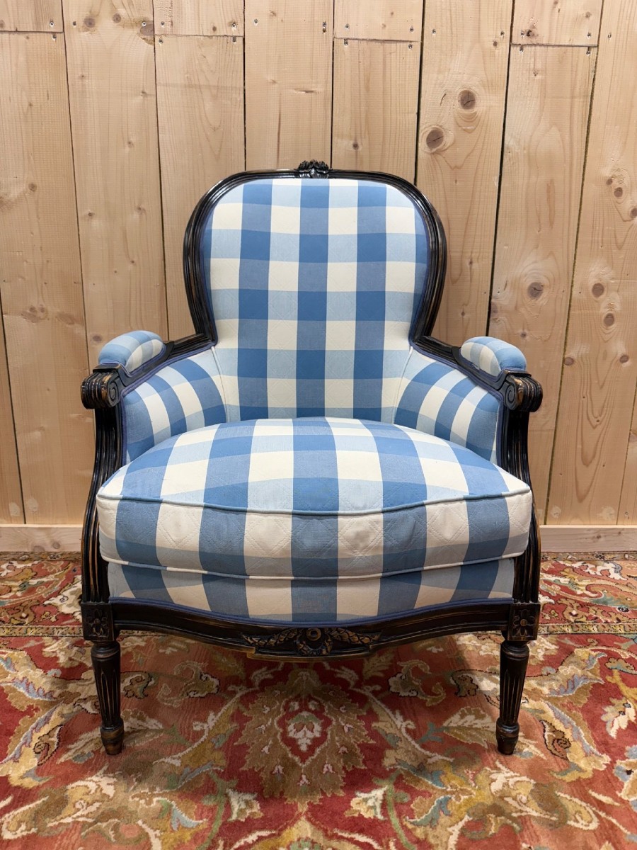 Louis XVI Style Bergère Armchair In Blackened Wood