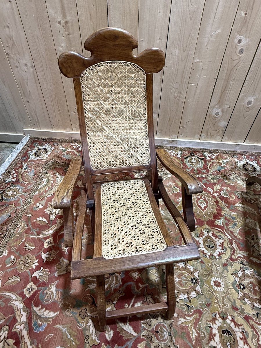 Pair Of Cane Boat Lounge Chairs-photo-2