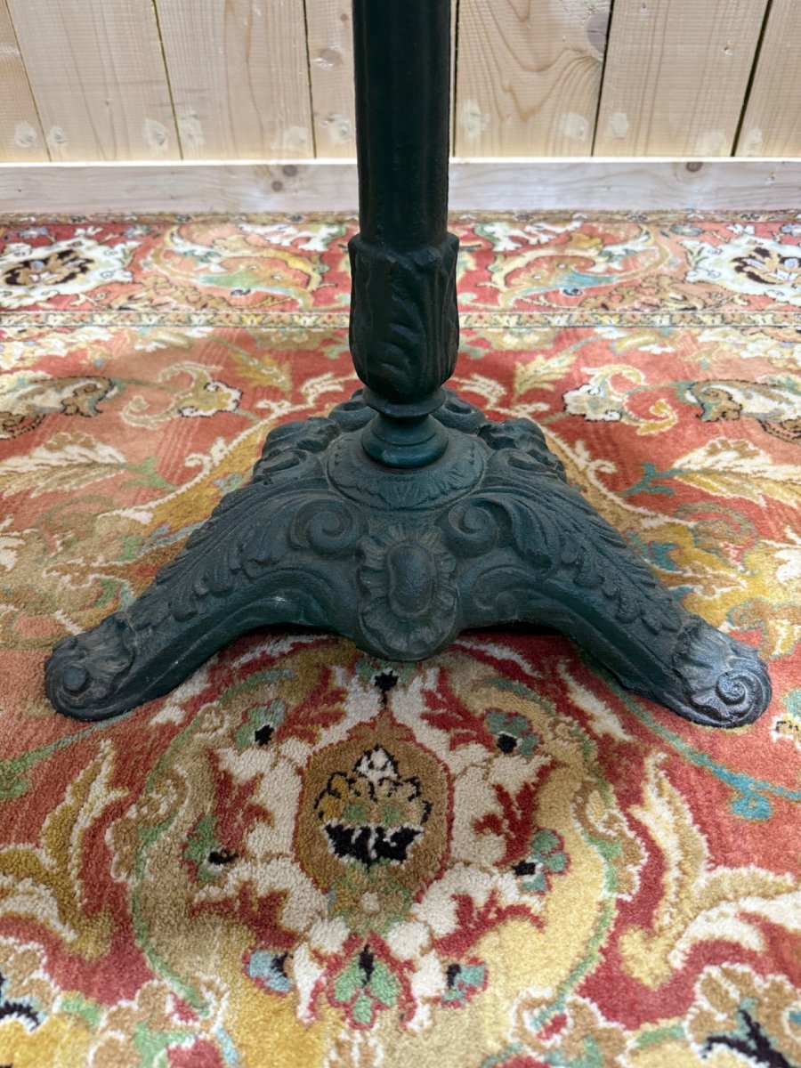 Guéridon rond de bistrot en fonte et marbre-photo-2