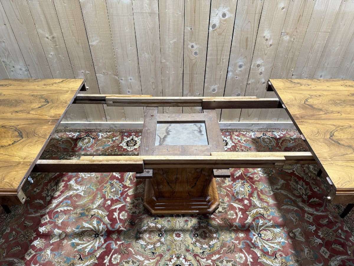 Table de salle à manger Art Déco en placage de noyer-photo-4