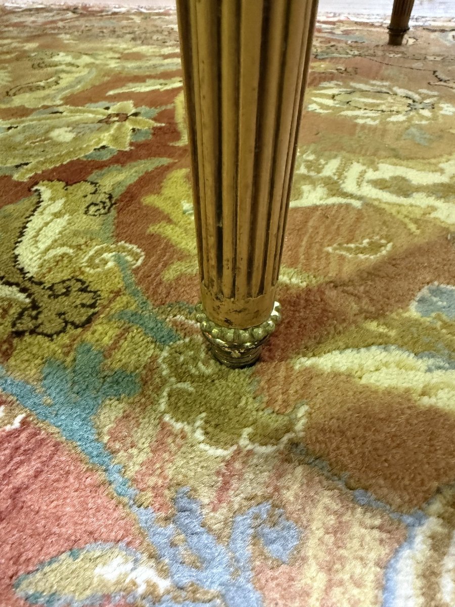 Louis XVI Style Flat Desk In Cherry Wood And Leather-photo-5