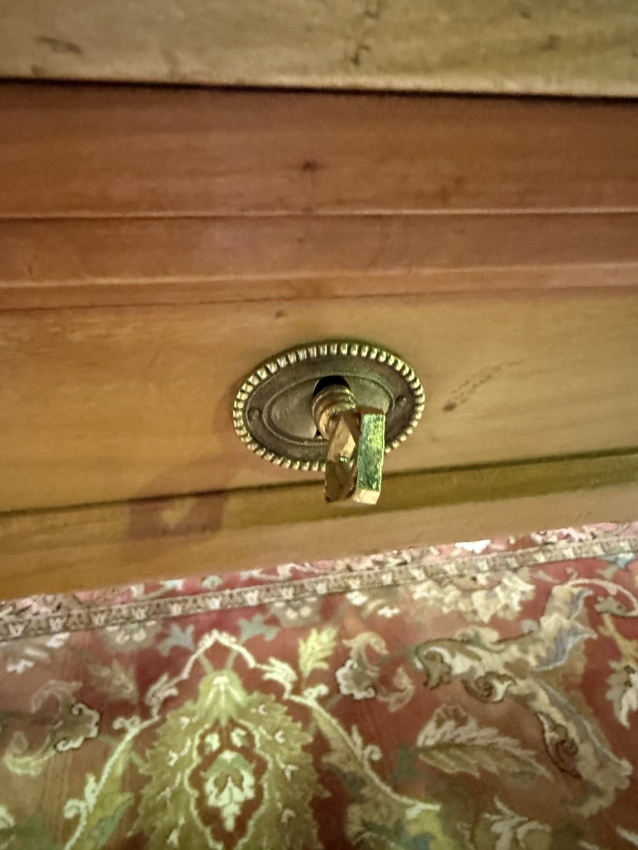 Louis XVI Style Flat Desk In Cherry Wood And Leather-photo-6