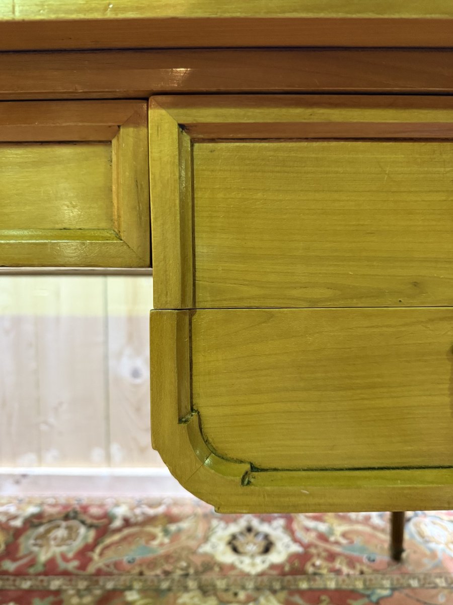 Louis XVI Style Flat Desk In Cherry Wood And Leather-photo-7