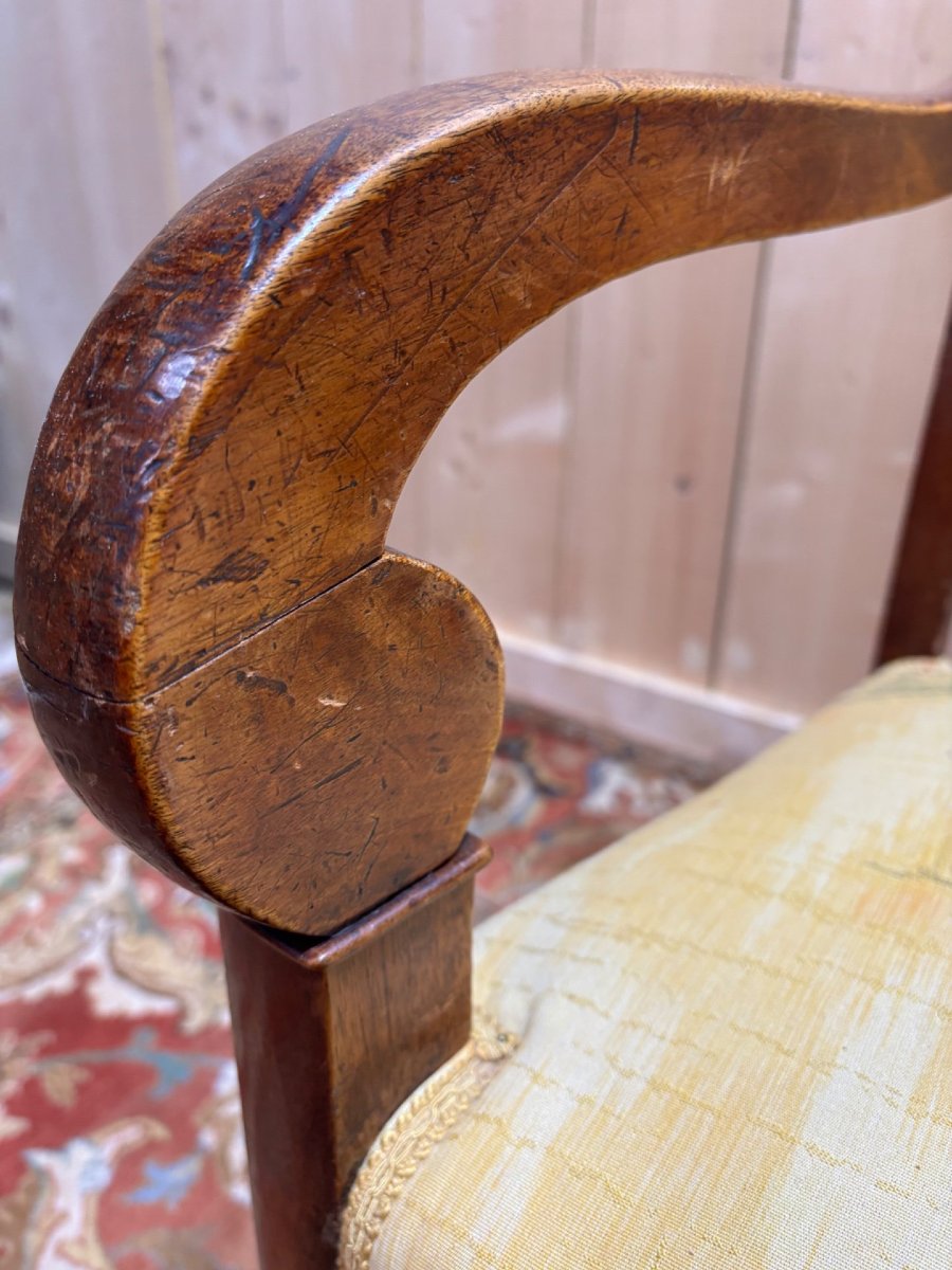 Pair Of 19th-century Armchairs With A Scrolled Back-photo-3