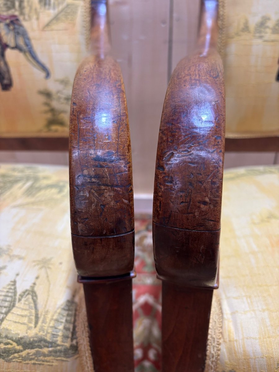 Pair Of 19th-century Armchairs With A Scrolled Back-photo-4