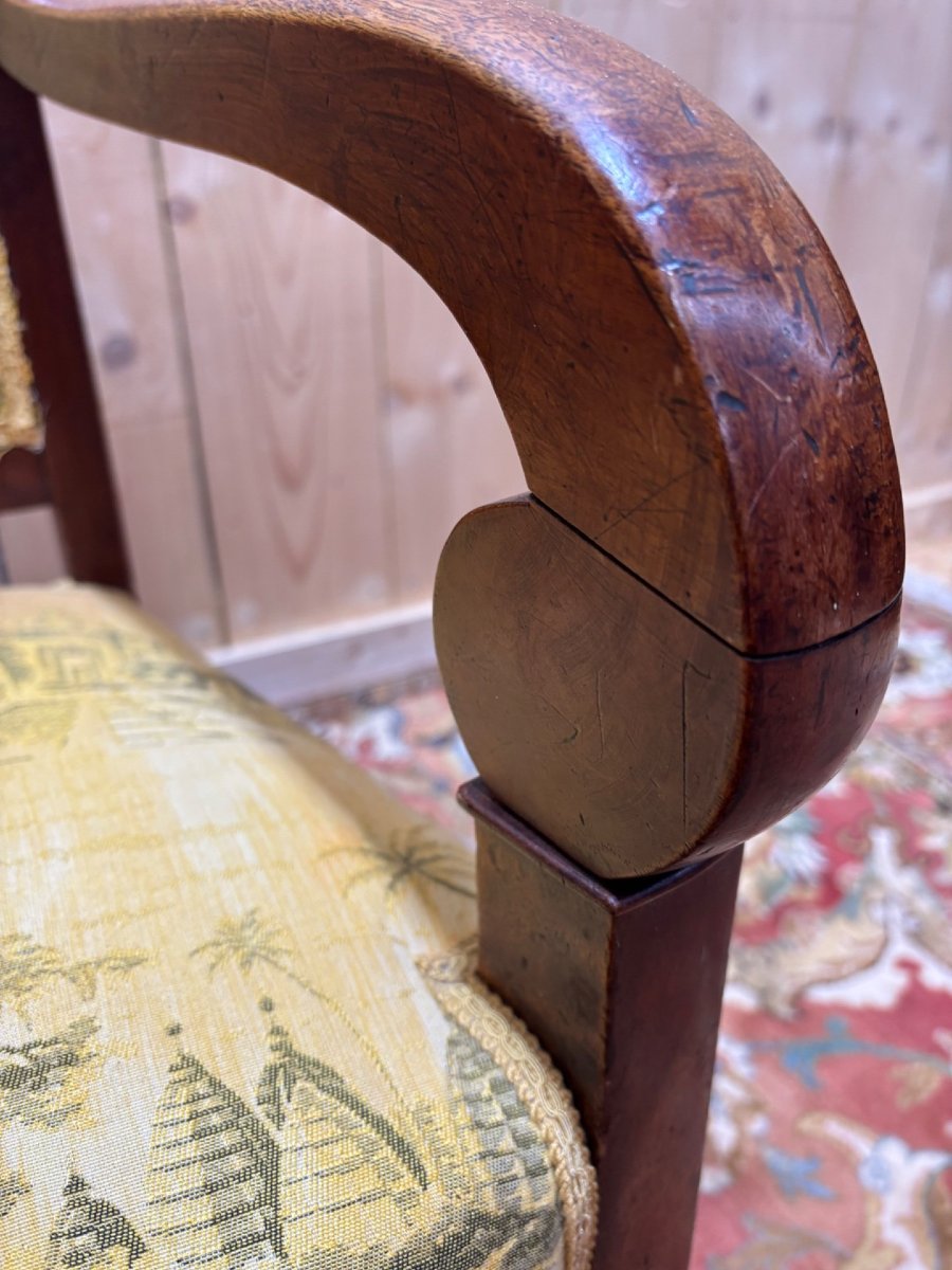 Pair Of 19th-century Armchairs With A Scrolled Back-photo-5