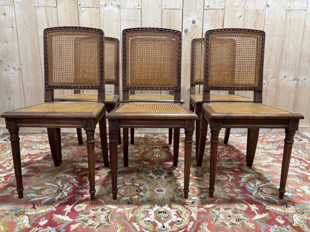Set Of 6 Louis XVI Style Chairs-photo-3