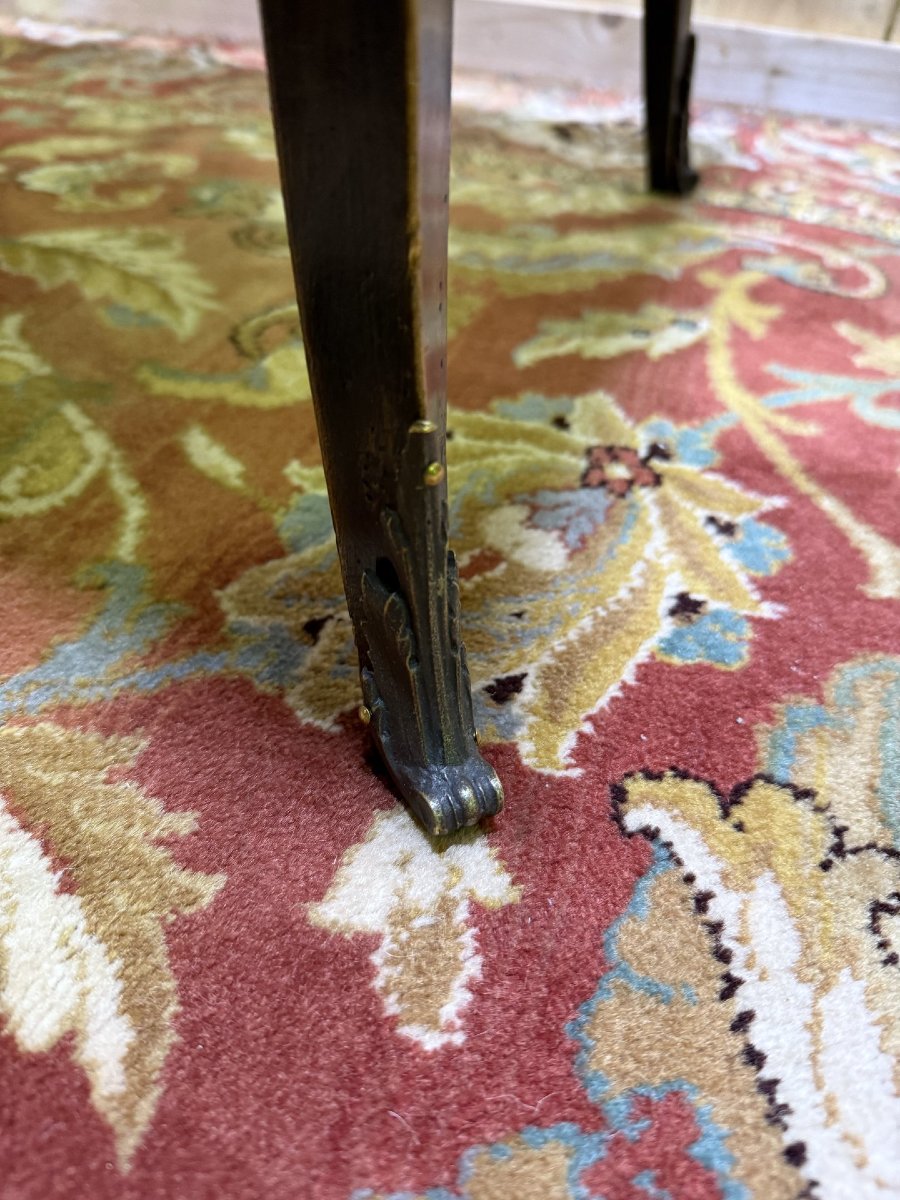 Table console de style Louis XV en bois noirci.-photo-3