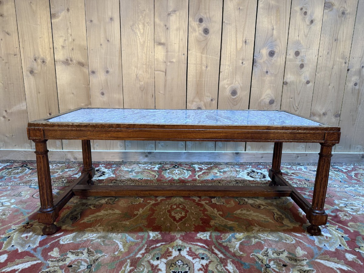 Table basse à entrecroise en chêne massif style Louis XIII