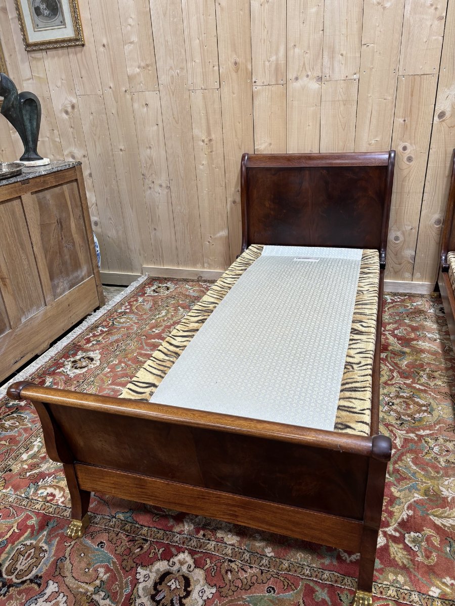 Lits jumeaux de style empire en acajou-photo-3