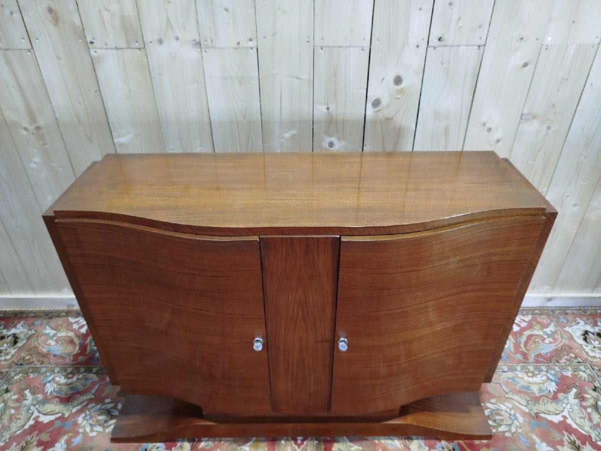 Art Deco Period Sideboard In Mahogany And Mahogany Veneer-photo-3