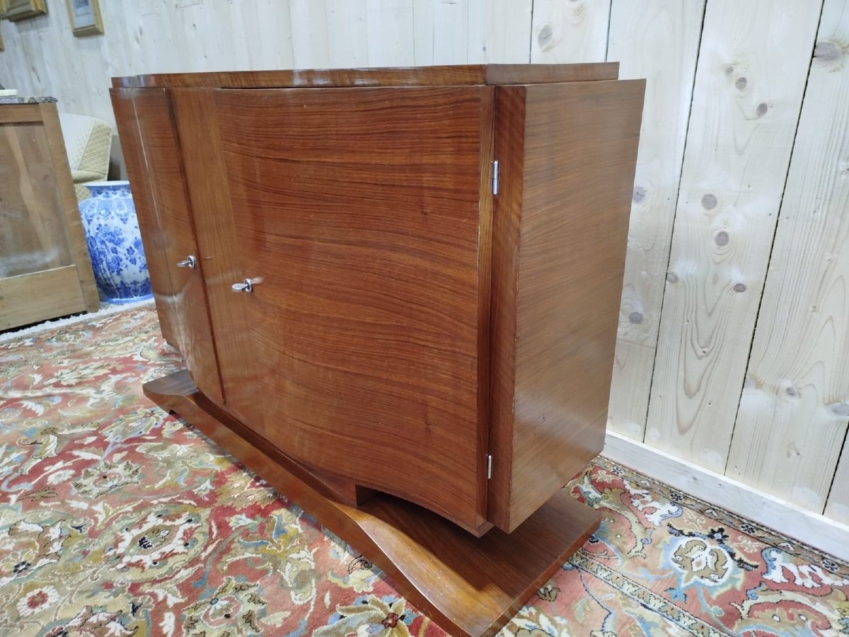 Art Deco Period Sideboard In Mahogany And Mahogany Veneer-photo-3