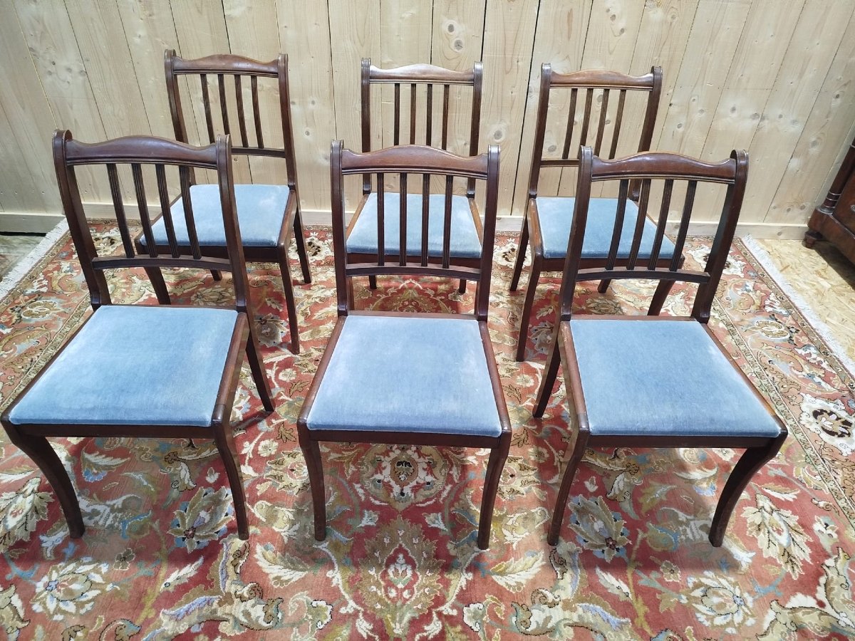 Set Of 6 English Chairs With Barrettes-photo-3