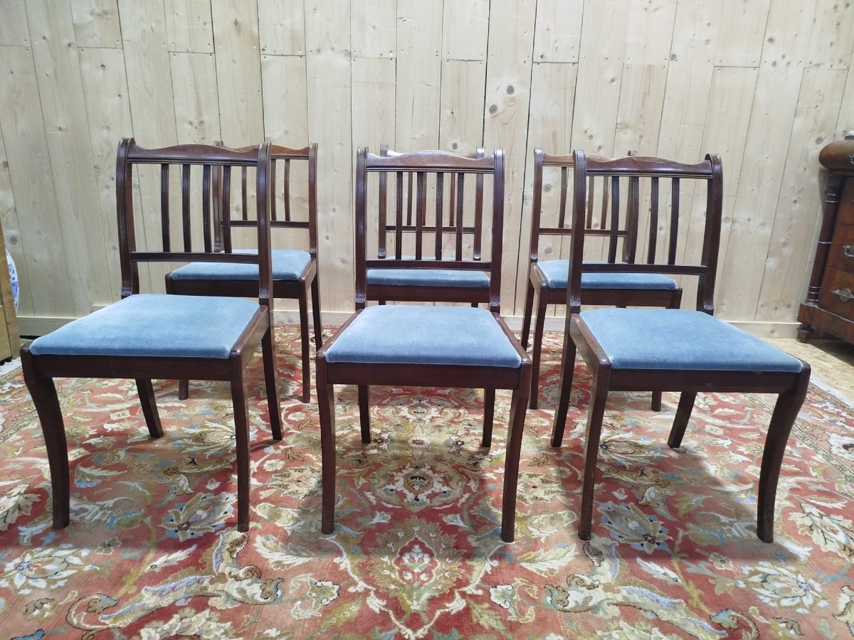 Set Of 6 English Chairs With Barrettes-photo-4