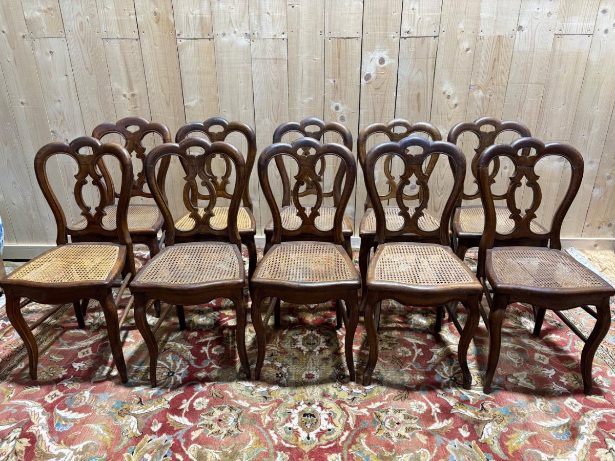 Set Of 10 Louis Philippe Period Cane Chairs-photo-4