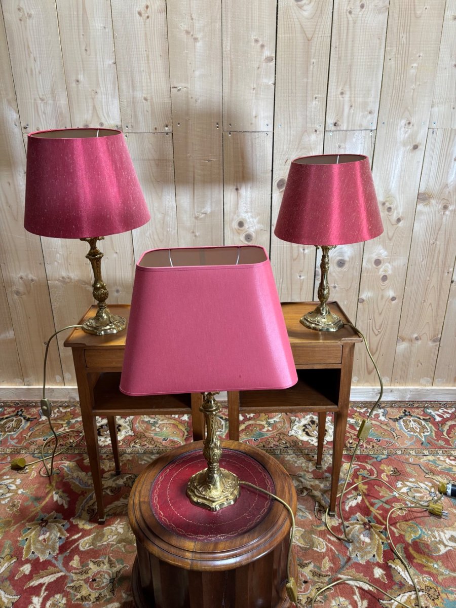 Série de 3 lampes en bronze Louis XV-photo-4