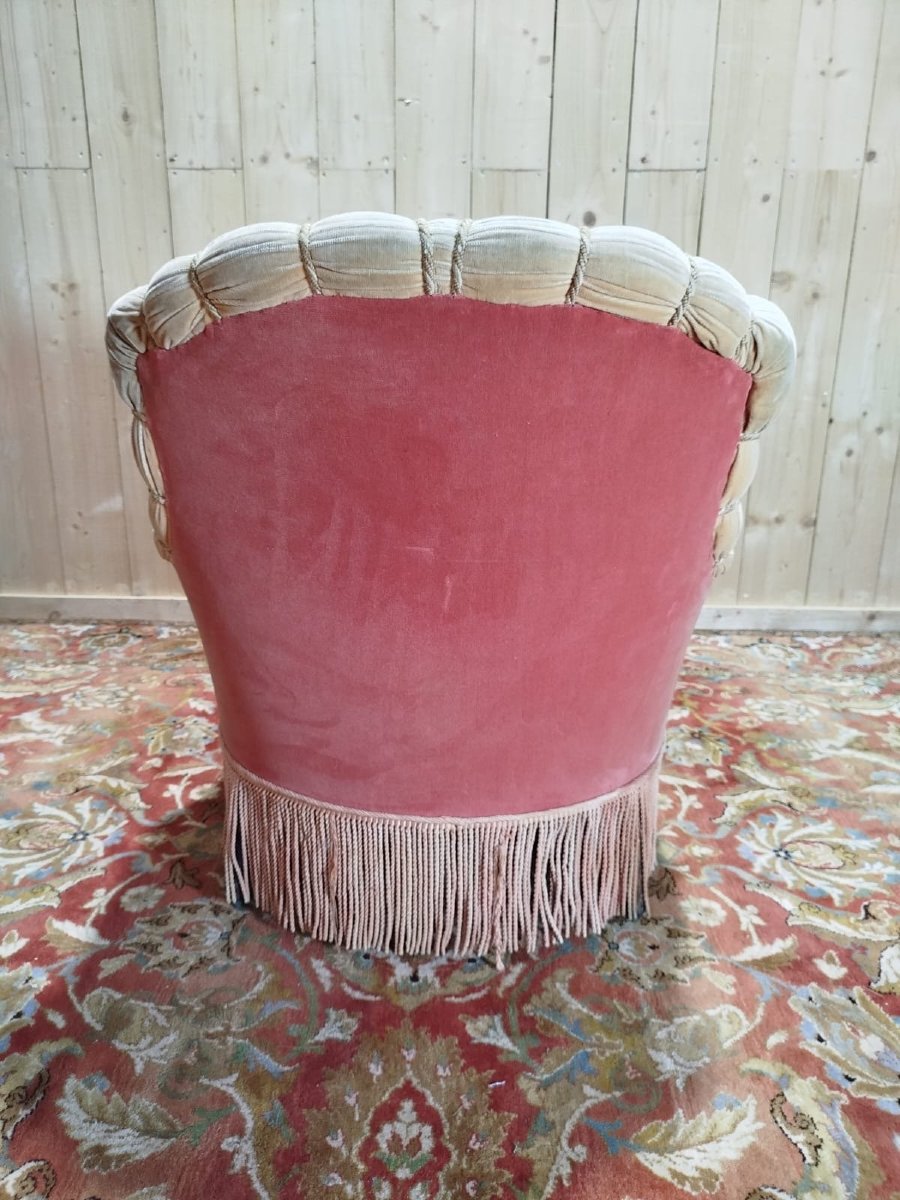 Méridienne en velours rose d'époque Napoléon III-photo-2