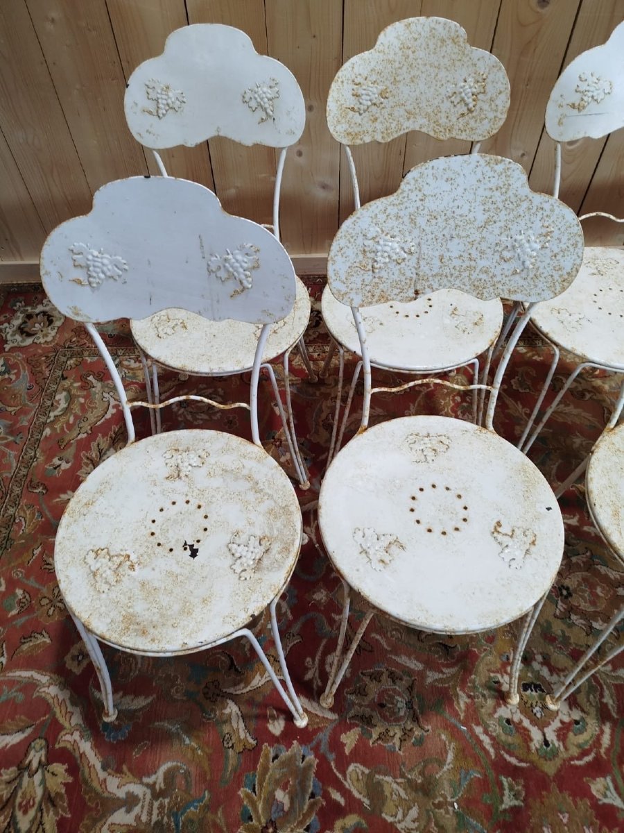 Set Of 8 Wrought Iron Garden Chairs-photo-2