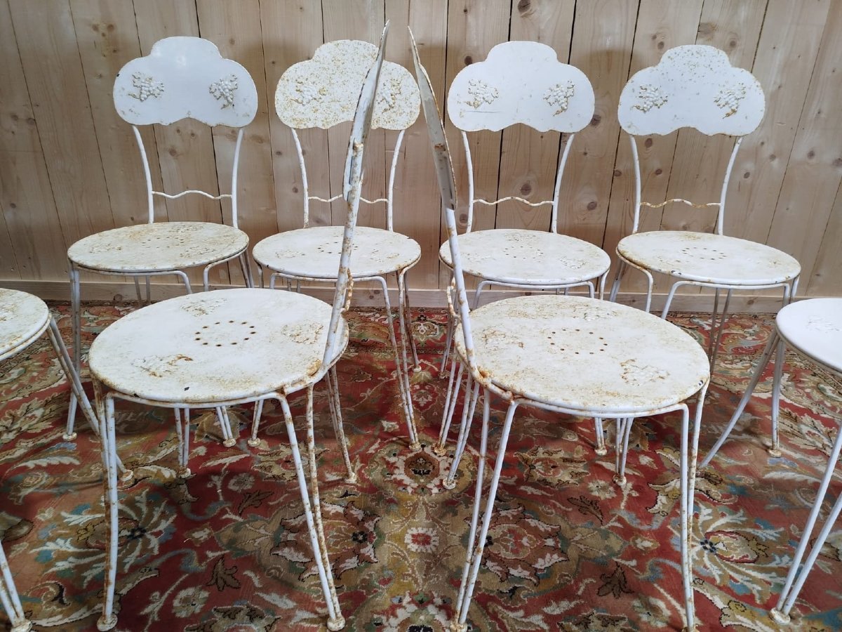 Set Of 8 Wrought Iron Garden Chairs-photo-1