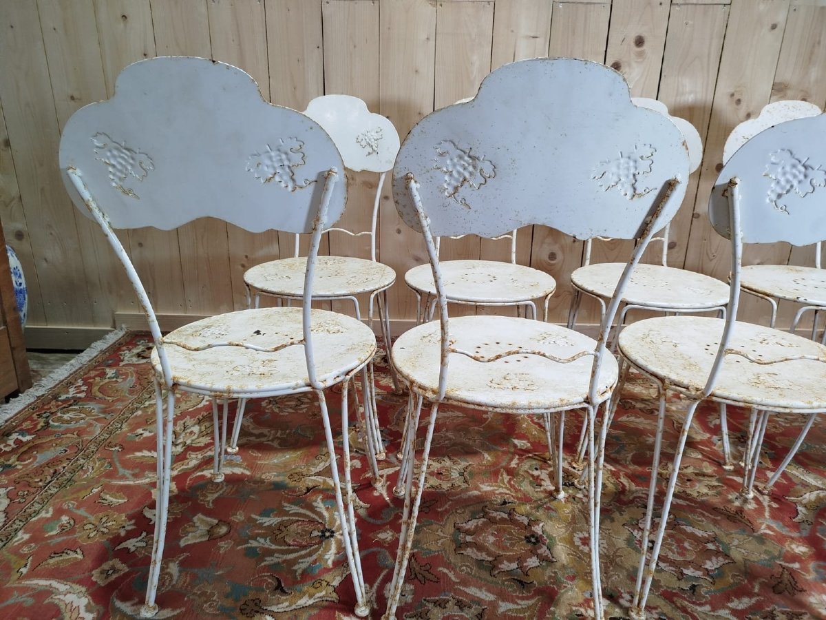Set Of 8 Wrought Iron Garden Chairs-photo-2