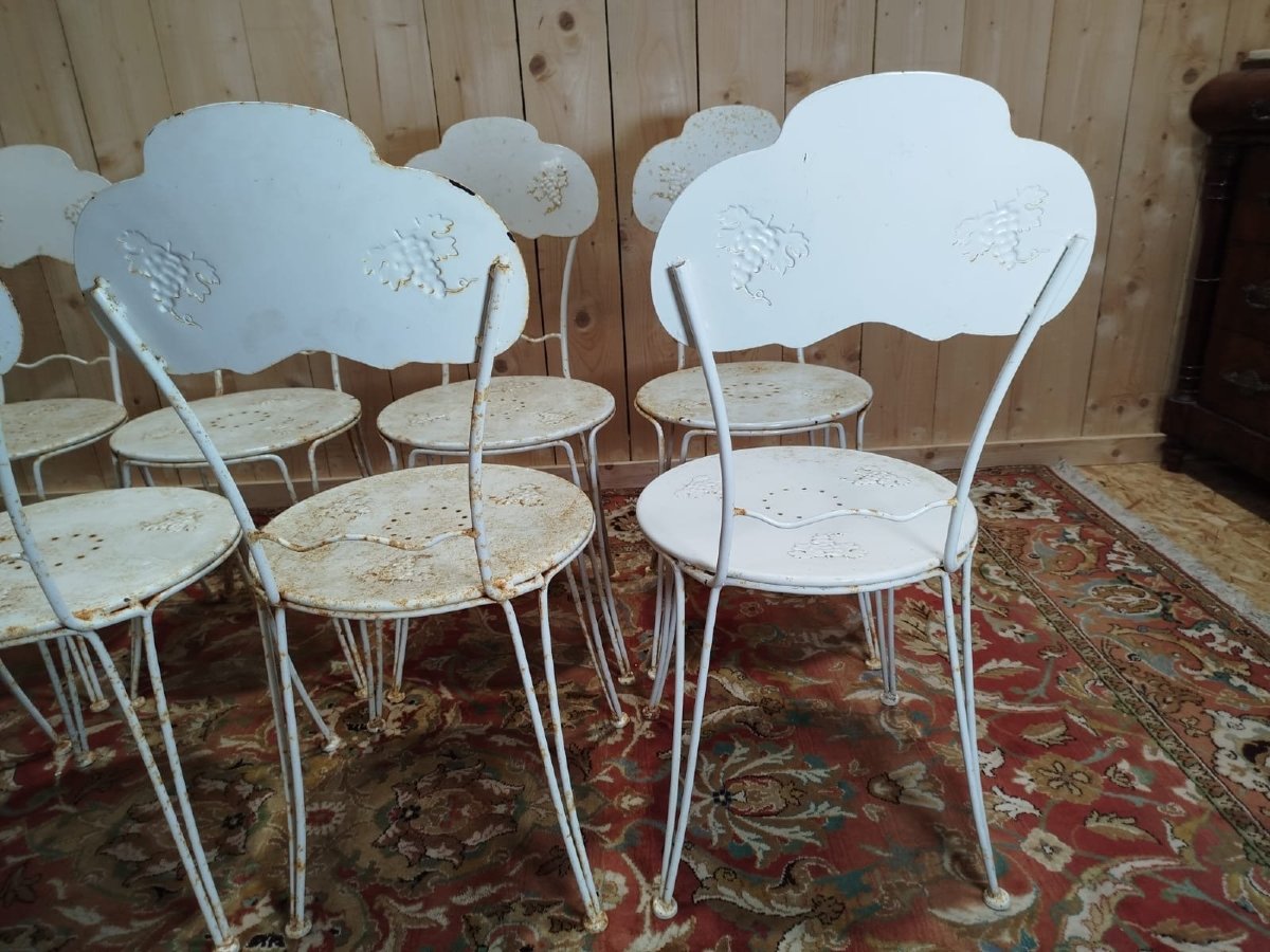 Set Of 8 Wrought Iron Garden Chairs-photo-3