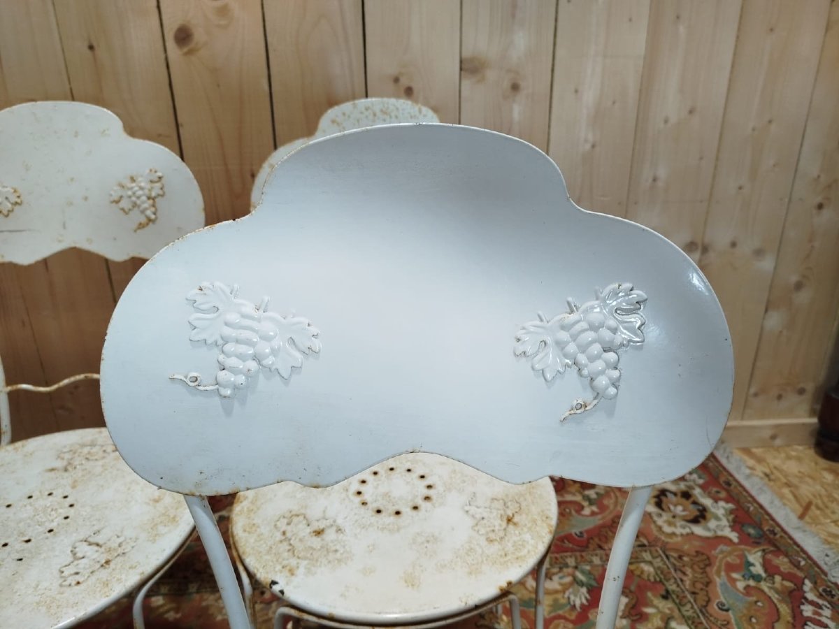 Set Of 8 Wrought Iron Garden Chairs-photo-6