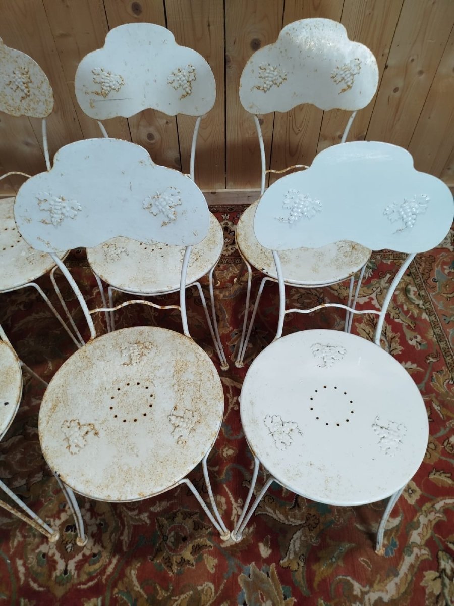 Set Of 8 Wrought Iron Garden Chairs-photo-7