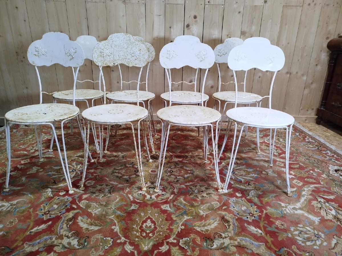 Set Of 8 Wrought Iron Garden Chairs