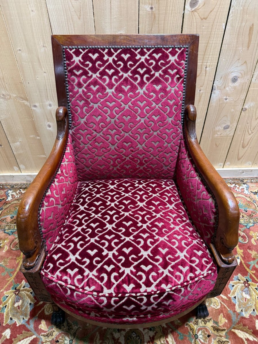 Fauteuil - Bergère époque Empire en acajou-photo-2