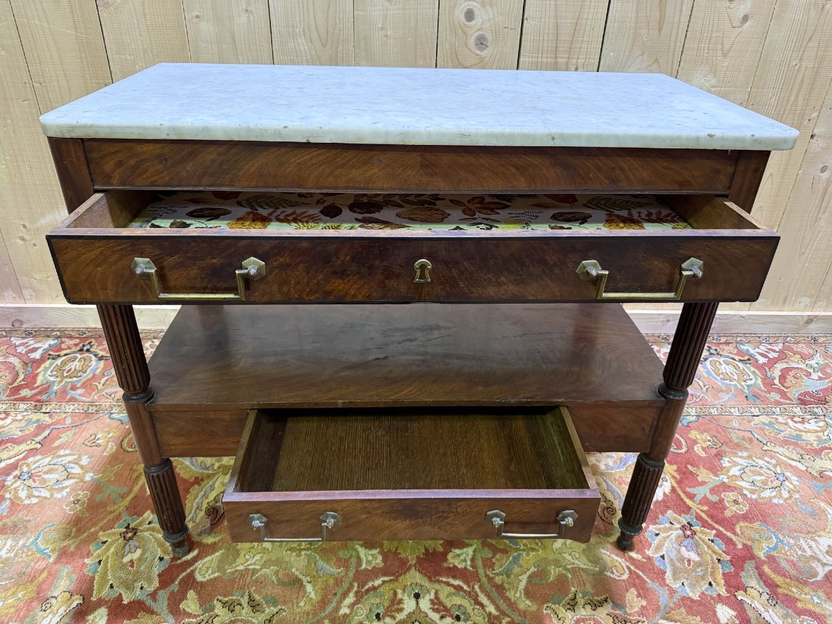 Louis XVI Style Mahogany And Marble Side Table/console-photo-2