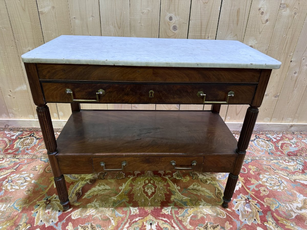 Louis XVI Style Mahogany And Marble Side Table/console-photo-3