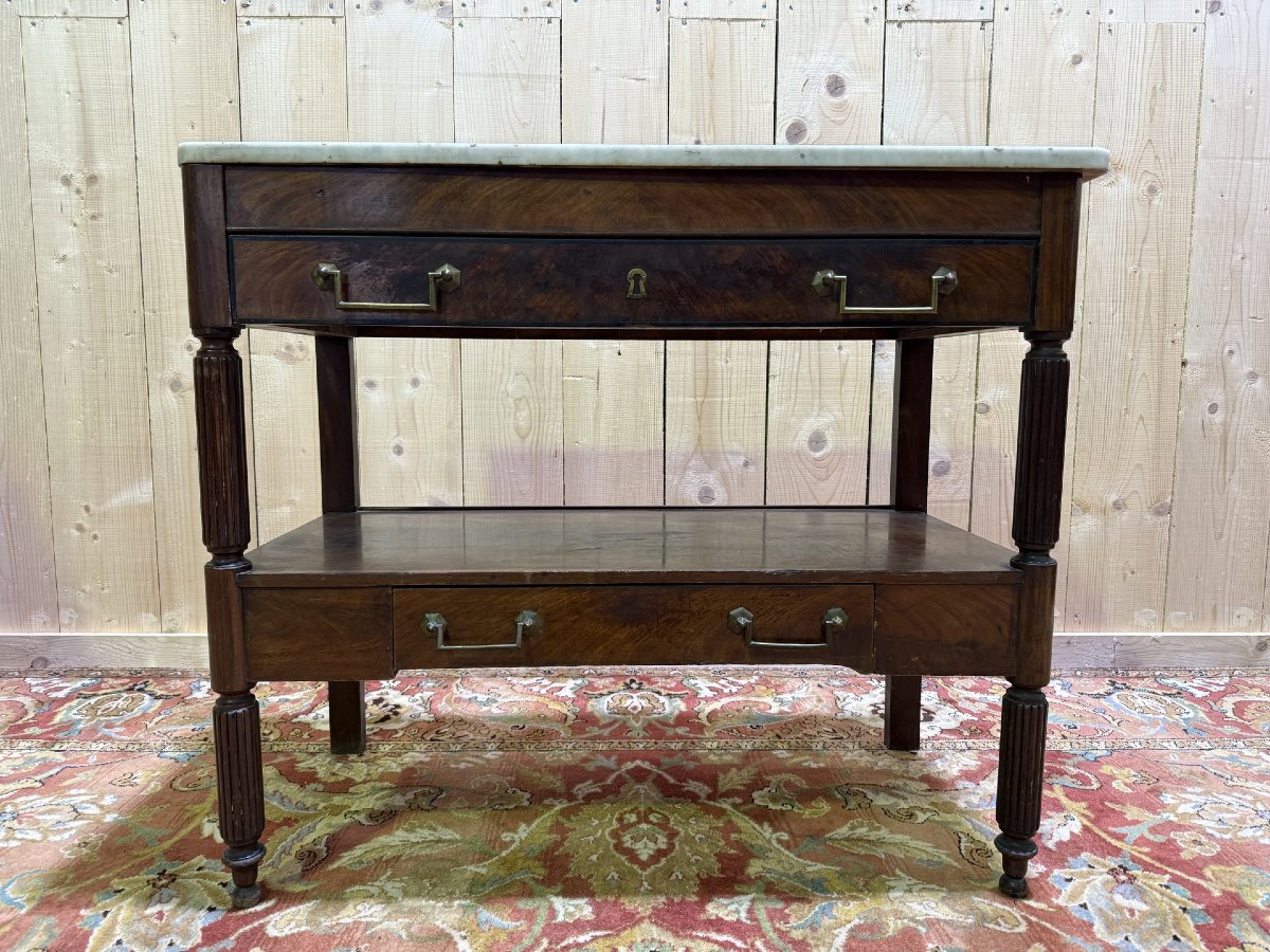 Louis XVI Style Mahogany And Marble Side Table/console-photo-4