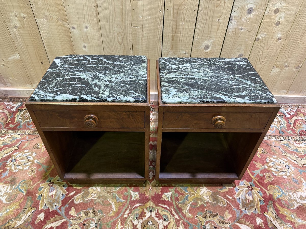 Pair Of Art Deco Period Bedside Tables-photo-2