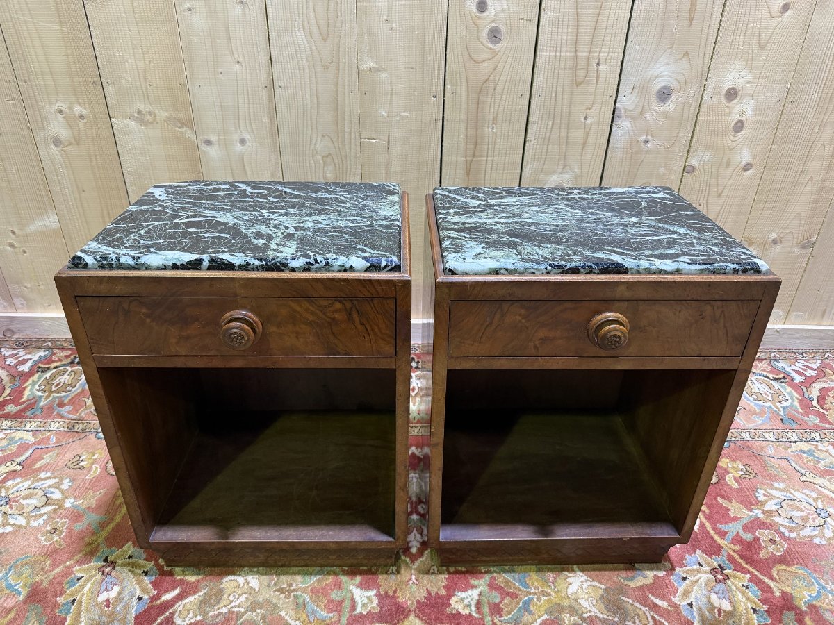 Pair Of Art Deco Period Bedside Tables-photo-3