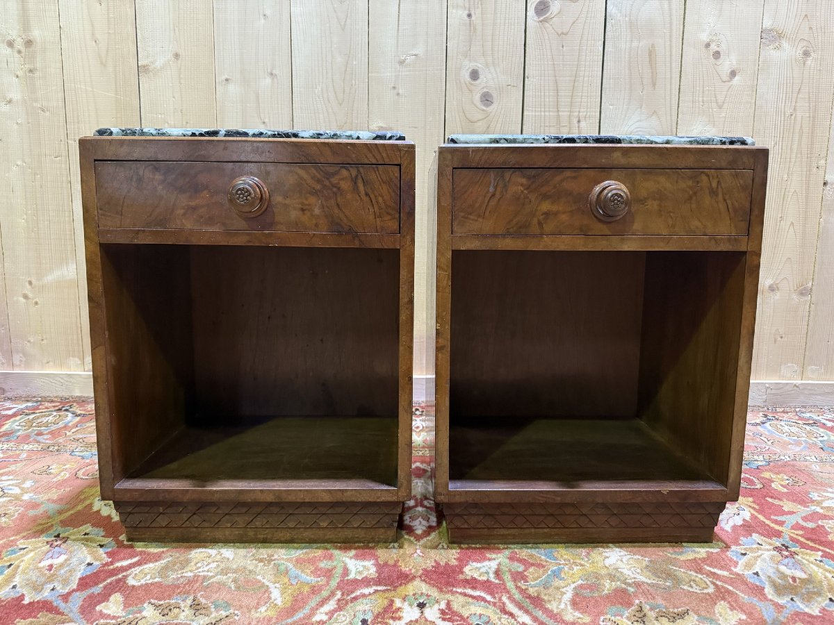 Pair Of Art Deco Period Bedside Tables-photo-4