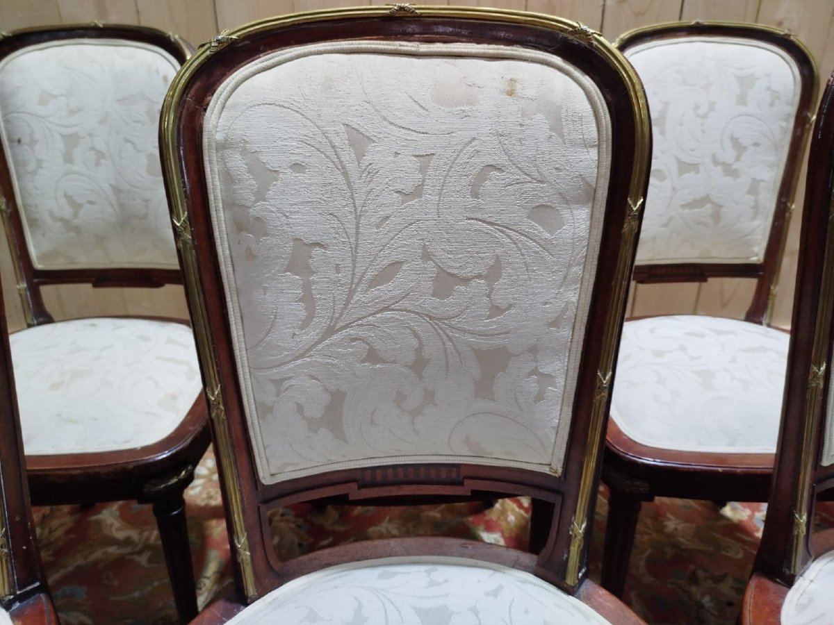 Suite de 8 chaises et paire de fauteuils Louis XVI-photo-2