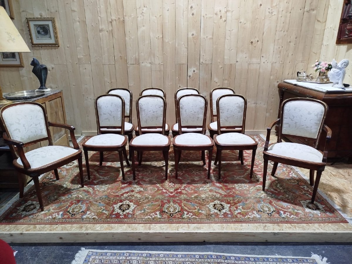 Suite de 8 chaises et paire de fauteuils Louis XVI-photo-4
