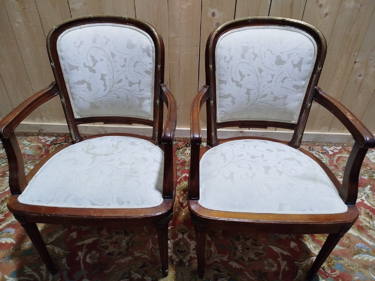 Suite de 8 chaises et paire de fauteuils Louis XVI-photo-2