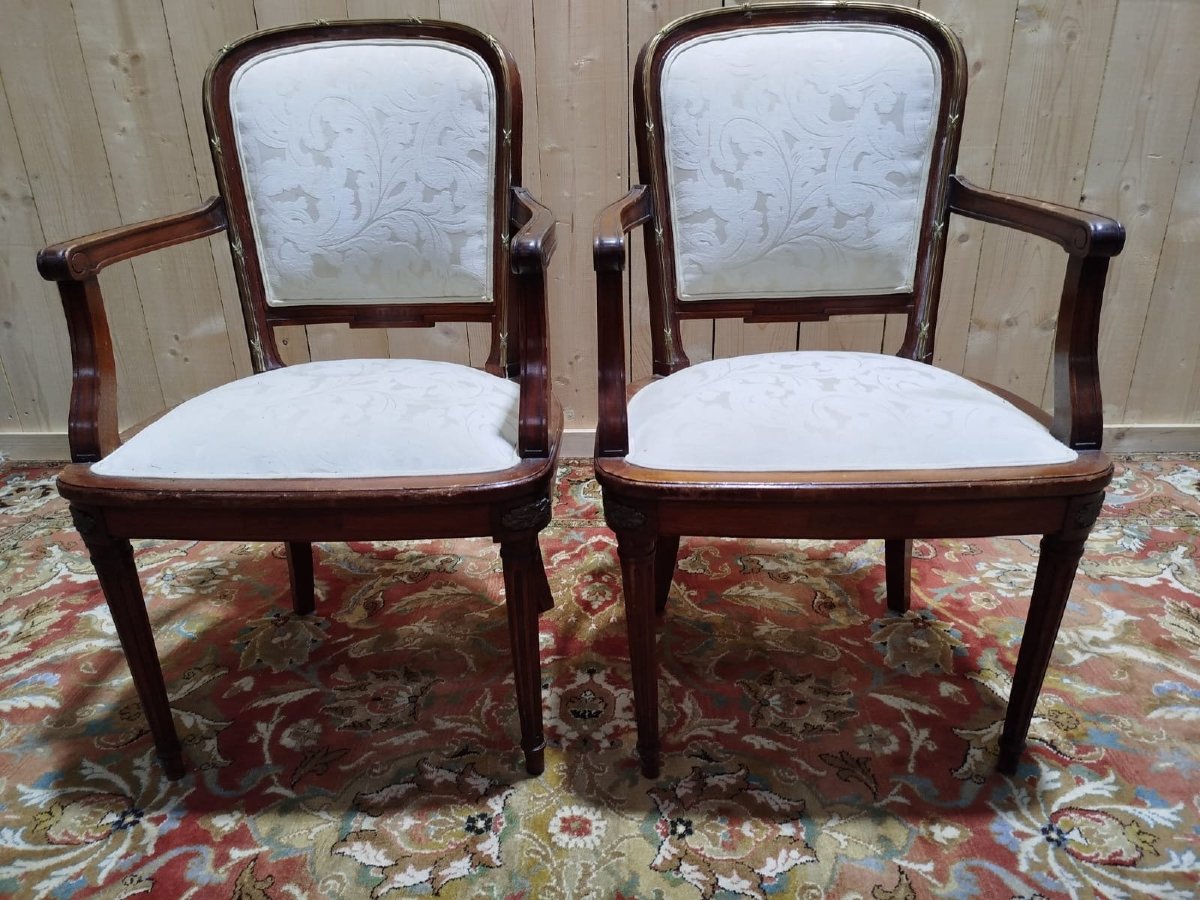 Suite de 8 chaises et paire de fauteuils Louis XVI-photo-4