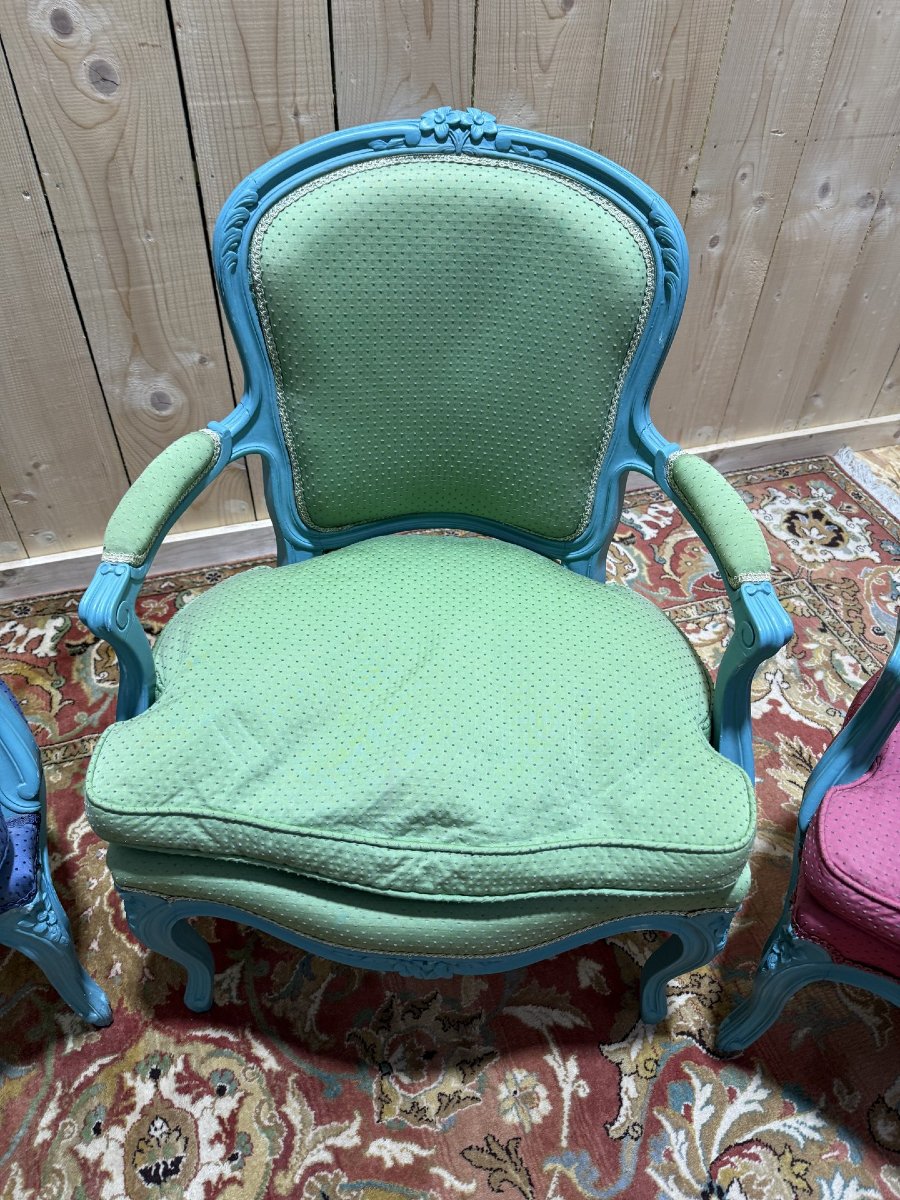 Suite de 4 fauteuils cabriolets de style Louis XV-photo-2